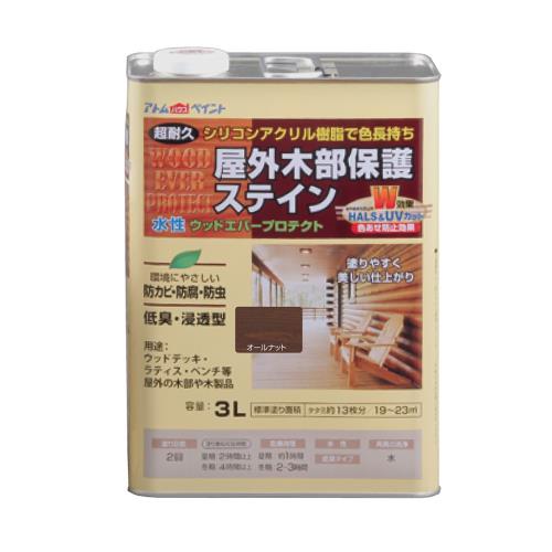 アトムハウスペイント 水性ウッドエバープロテクト(耐久ステイン) 3L オールナット