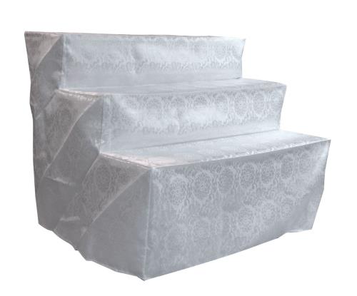 創心社 木製後飾り壇(3段)(かぶせ付き)-祭壇 盆棚 精霊棚 お盆用木製祭壇 後祭り 満中陰 白かぶせ付き 写真立て付 工具不要で簡単組み立て お盆 新盆 初盆 白木 サイズ:(約)高66.3cm×幅85cm×奥行67.5cm