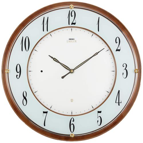 セイコークロック 掛時計 茶マーブル 直径351x30mm 電波 アナログ SEIKO EMBLEM HS548B_1
