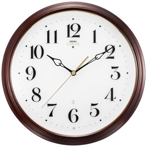 セイコークロック 掛時計 濃茶木地 直径290×44mm 電波 アナログ SEIKO EMBLEM HS553B_1