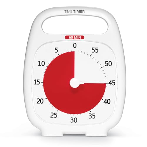 タイムタイマー(TIME TIMER) 勉強タイマー 60分 プラス ハンドル付き ホワイト学習アラーム TTP7-WHT-W