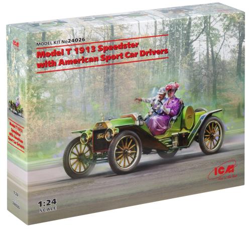 ICM 1/24 T型フォード 1913 スピードスター w/ドライバー プラモデル 24026