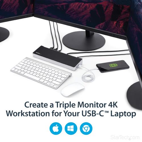 StarTech.com ドッキングステーション USB-C接続 3画面 4K HDMI DP 60W PD USBハブ イーサネット 多機能ハブ DK30CH2DPPD_1