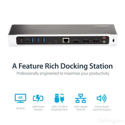 StarTech.com ドッキングステーション USB-C接続 3画面 4K HDMI DP 60W PD USBハブ イーサネット 多機能ハブ DK30CH2DPPD_2