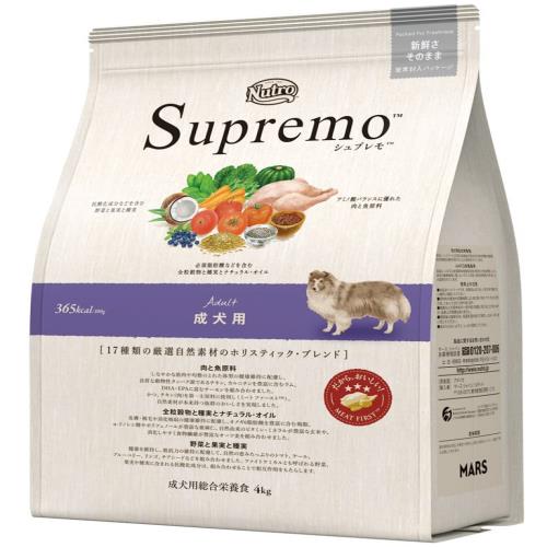 Nutro シュプレモ 全犬種用 成犬用 4kg ドライフード 総合栄養食 ドッグフード 犬 厳選自然素材 香料・着色料 無添加 ニュートロ