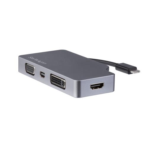 StarTech.com 4 in 1 USB Type-Cマルチアダプタ アルミ筐体 USB-C - VGA/DVI/ 4K HDMI/mDP スペースグレー CDPVDHDMDPSG