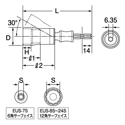 トップ工業 (TOP) ユニバーサルソケット 10本組セット 7~24mm 首振り30° ケース付 ビット インパクトソケット 土木 建築 鳶道具 EUS-724SS 燕三条 日本製_3