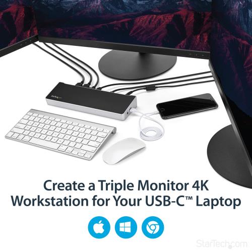 StarTech.com ドッキングステーション USB-C接続 3画面 4K HDMI DP 100W PD USBハブ イーサネット 多機能 DK30CH2DEP_1