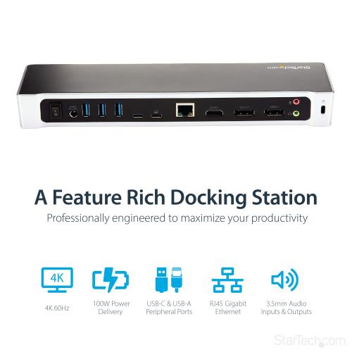 StarTech.com ドッキングステーション USB-C接続 3画面 4K HDMI DP 100W PD USBハブ イーサネット 多機能 DK30CH2DEP_2