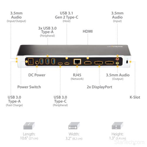 StarTech.com ドッキングステーション USB-C接続 3画面 4K HDMI DP 100W PD USBハブ イーサネット 多機能 DK30CH2DEP_4