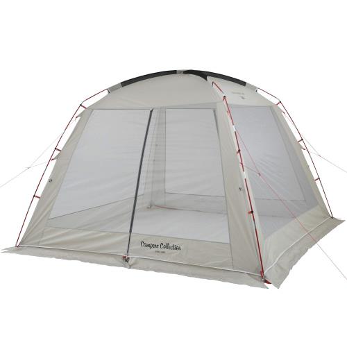 [キャンパーズコレクション 山善] スクリーンハウス キャンプ アウトドア 4人用 UVコーティング生地 4面メッシュ 日除けシート付属 両面出入り口 キャリーバッグ コンパクト収納 耐水圧1000mm 蚊帳 虫よけ ファミリー スクリーンハウス300 PSH-300UV (NBE) 幅300×奥行300×高