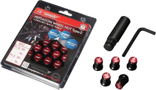 MONSTER SPORT ヘプタゴンホイールナット Type-2 M12×P1.25 16個セット レッド 軽自動車 コンパクトカー スズキ 日産 スバル 684516-0020R
