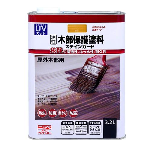 ニッペ(Nippe) ペンキ 塗料 油性木部保護塗料ステインガード 3.2L ピニー 油性 屋外 ステイン 日本製 4976124520006