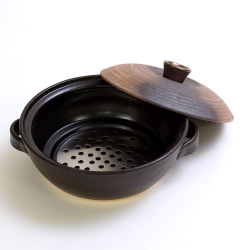 マルヨシ陶器 備前金彩 8号IH土鍋 ブラウン 内径25.5cm×外径28cm×高さ13.5cm 日本製 3-4人用 IH 直火 オーブン 電子レンジ 対応 2.2L M1452_2