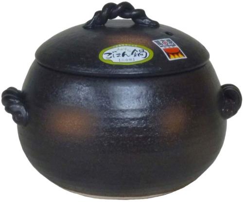 三鈴陶器 土鍋 炊飯鍋 ご飯土鍋 5合炊き 万古焼 ごはん鍋 黒