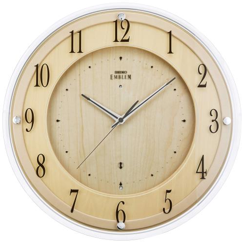 セイコークロック 掛時計 薄茶木地 直径360x48mm 電波 アナログ SEIKO EMBLEM HS558B_1