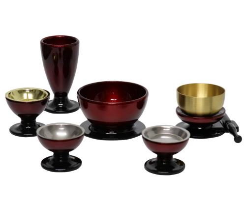 家具調仏具5点セット「このはな 大サイズ」五具足+おりんセット ワインボカシ 大