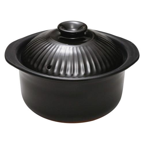 スズ木 キッチンスタジオ パンダ食堂 ごはん鍋 土鍋 2合 約1.2L 黒 9100-0010 φ19.5×15cm