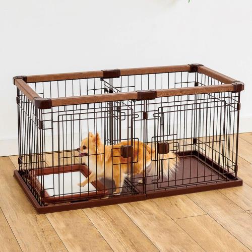 ペティオ (Petio) お部屋に合わせて組み替えできる ドッグルームサークル ブラウン スモール 最大30日間お試し対象