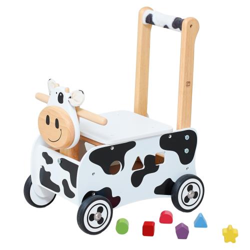 Edut? エデュテ アイムトイ ウォーカーライド カウDX 手押し車 カタカタ 木の手あそび 知育手あそび 乳飲み子 1歳 生まれ落ちる日差し上げ物 御坊っちゃん うしろ帯