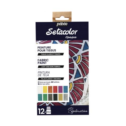 ぺべオ(Pebeo)布用絵具 濃色生地にも描ける セタカラーシマー色 20ml x 12色 ディスカバリーセット