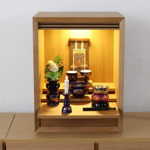 仏具セット 瑠璃色 金蓮 ルリ 陶器 5点+おりんセット 香炉灰・マッチ付 モダンミニ仏壇用_4
