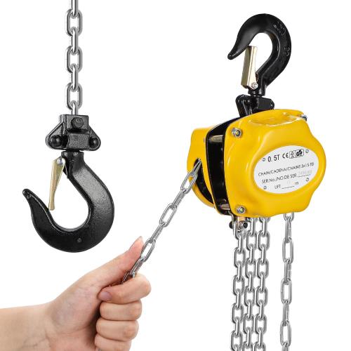 NEWTRY チェーンブロック 0.5t 6m 手動 500kg 軽量 ミニサイズ コンパクト設計 携帯しやすい 合金鋼 耐腐食チェーン 工場/倉庫/DIY用 安全ロック付き 吊り上げ 荷揚げ チェーンローラー チェンブロック 日本語マニュアル同梱 (0.5T)