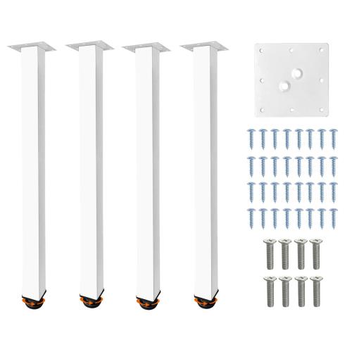 QLLY 四角テーブル脚、正方形デスクレッグ、机高さ調整可能、diy家具脚、スクエア椅子脚、ソファ足、ちゃぶ台、4本セット、70CM、ホワイト（白）