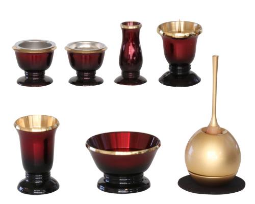 仏具6点+おりんセット 銀河 ワインレッド 2.5寸 + cherin チェリン 金GW2-CHG
