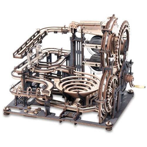 Robotime 3D 立体 パズル 木製パズル おもちゃ 大人向け 子供 知育玩具 工作愛好者向け クラフト キット プレゼント 手回し コースター 水車 ギア 軌道 接続剤不要 説明書つき(マーブルナイトシティ)