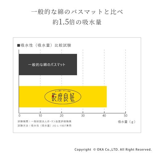 オカ(OKA) 乾度良好(かんどりょうこう)バスマット ラクス 約50cm×80cm ブルー(吸水 速乾 足拭きマット 抗菌 防臭 滑り止め加工)_5