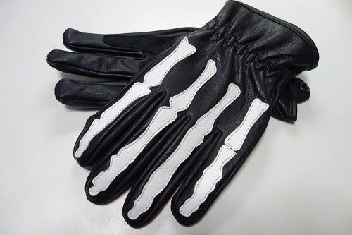 MOTOFIELD ■ ボーンレザーグローブ　骨(スカル)デザイン （スマホタッチ装備）3シーズングローブ G-272