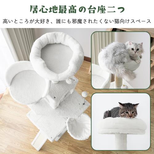 AIFY省スペース キャットタワー スリム 安定強化構造 大型猫用 多頭