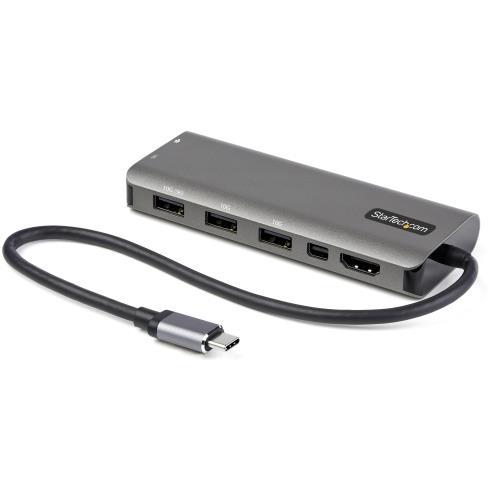 StarTech.com USB Type-Cマルチ変換アダプター/USB-C - 4K60Hz HDMI または Mini DisplayPort/100W Power Deliveryパススルー対応/10Gbps USBポート x4/USB-C マルチハブ DKT31CMDPHPD スペースグレー