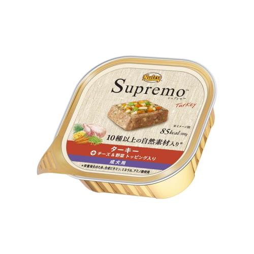 Nutro シュプレモ ウェット パテタイプ 成犬用 全犬種用 100g×24個 ターキー チーズ野菜 トッピング入り トレイ 缶詰 総合栄養食 ドッグフード 犬 まとめ買い 厳選自然素材 香料・着色料 無添加 ニュートロ