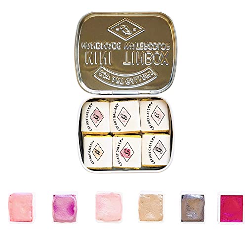 CSY art gallery ハンドメイド メタリック 水彩絵の具 ハーフパンセット きらめくメタルグリッターカラー プロフェッショナル 水彩画 完璧な旅行 水彩セット アーティスト向け(ピンクピーチ)