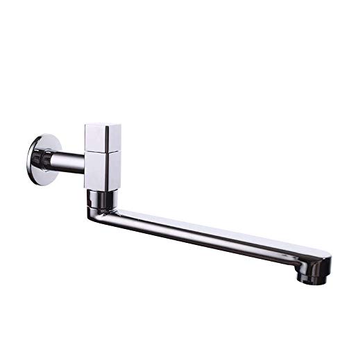 MEOMER単孔水槽蛇口壁掛け式単把手蛇口クロムめっき単冷洗面器水栓浴室360°回転ノズル