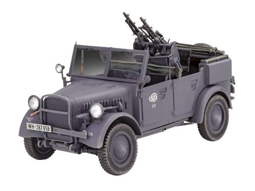 ドイツレベル 1/35 ドイツ軍 Einheits-PKW Kfz.4 軽四輪駆動対空車両 プラモデル 03339 成型色_1