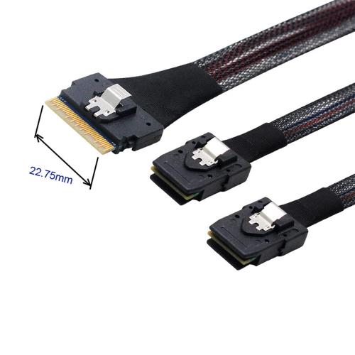 NFHK PCI-E ウルトラポート スリムライン SAS スリム 4.0 SFF-8654 8i 74ピン→デュアル SFF-8087 Mini SAS ケーブル PCI-Express_2