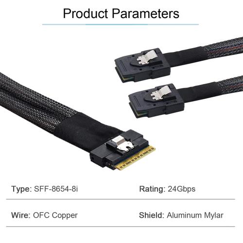 NFHK PCI-E ウルトラポート スリムライン SAS スリム 4.0 SFF-8654 8i 74ピン→デュアル SFF-8087 Mini SAS ケーブル PCI-Express_3