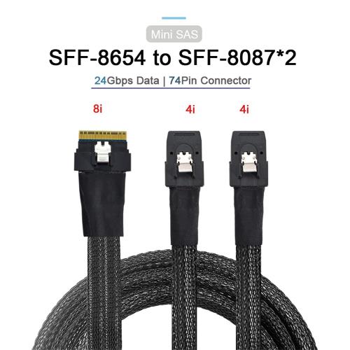 NFHK PCI-E ウルトラポート スリムライン SAS スリム 4.0 SFF-8654 8i 74ピン→デュアル SFF-8087 Mini SAS ケーブル PCI-Express_6