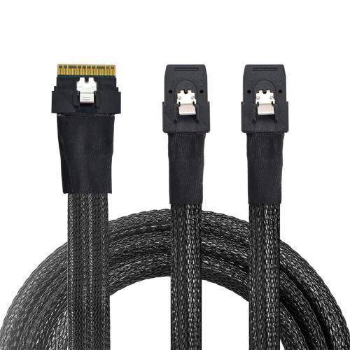 NFHK PCI-E ウルトラポート スリムライン SAS スリム 4.0 SFF-8654 8i 74ピン→デュアル SFF-8087 Mini SAS ケーブル PCI-Express_8