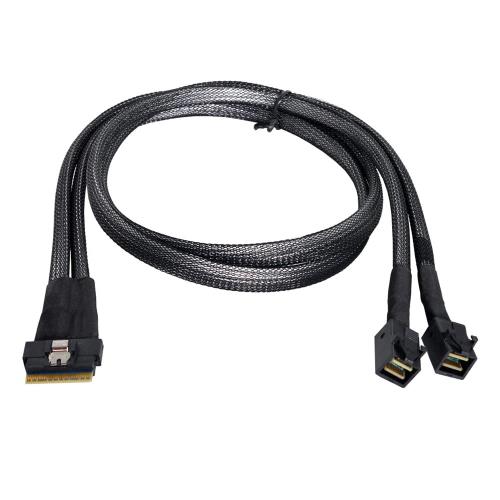 NFHK PCI-E ウルトラポート スリムライン SAS スリム 4.0 SFF-8654 8i 74ピン→デュアル SFF-8643 4i Mini SAS HDケーブル PCI-Express