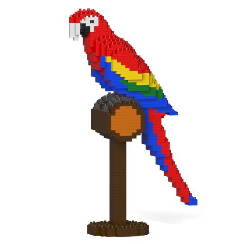 リアルな動物オブジェを作れる ブロックおもちゃ 鮮やかな色の コンゴウインコ 18.8×8.1×高さ31.7cm ネジで固定する丈夫なブロック 大人向け 立体パズル 崩れない インテリア小物 JEKCA エンヴェールヘルック