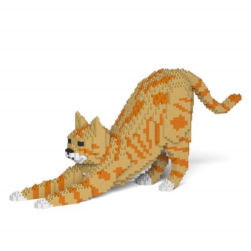 リアルな動物オブジェを作れる ブロックおもちゃ のびーーーっとする 茶トラ猫さん 46.9×10.6×高さ20.8cm ネジで固定する丈夫なブロック 大人向け 立体パズル 崩れない インテリア小物 エンヴェールヘルック