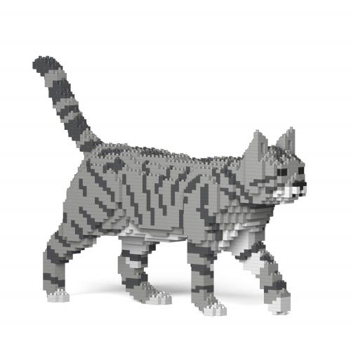 リアルな動物オブジェを作れる ブロックおもちゃ お散歩している サバトラ猫さん 41.3×8.1×高さ28.8cm ネジで固定する丈夫なブロック 大人向け 立体パズル 崩れない インテリア小物 JEKCA エンヴェールヘルック