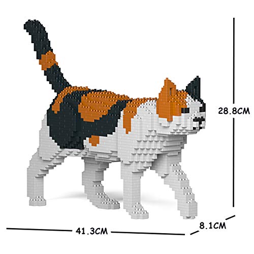 リアルな動物オブジェを作れる ブロックおもちゃ お散歩している 三毛猫さん 41.3×8.1×高さ28.8cm ネジで固定する丈夫なブロック 大人向け 立体パズル 崩れない インテリア小物 JEKCA エンヴェールヘルック_2