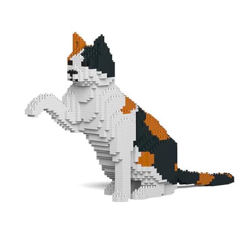 リアルな動物オブジェを作れる ブロックおもちゃ ちょうだいする 三毛猫さん 47.5×10.6×高さ27.9cm ネジで固定する丈夫なブロック 大人向け 立体パズル 崩れない インテリア小物 JEKCA エンヴェールヘルック