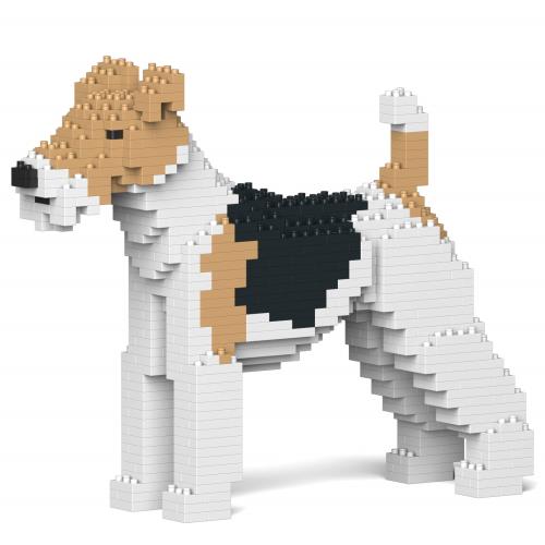 リアルな動物オブジェを作れる ブロックおもちゃ お口まわりが特徴的な ワイヤー フォックス テリア 25.6×7.5×高さ20.4cm ネジで固定する丈夫なブロック 大人向け 立体パズル 崩れない インテリア小物 JEKCA エンヴェールヘルック