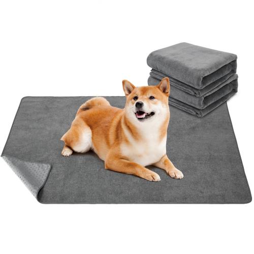 2枚セット犬 猫用洗えるペットシーツ 繰り返し使える犬用おしっこマット ペットマット 漏れにくさ 噛み耐性 速乾 消臭 介護 制菌 超吸収 (150*90cm, グレー)